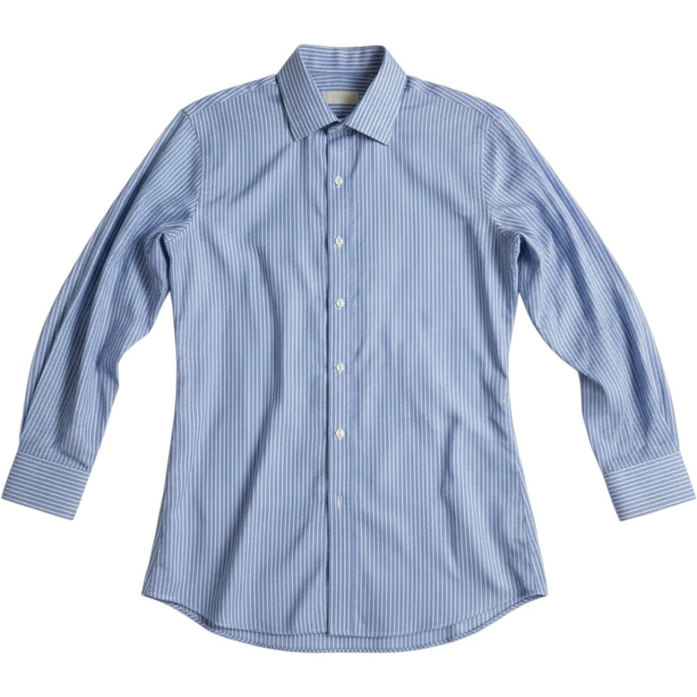 Michael Kors Mens Blue White Striped Non Iron Dress Shirt Size 16 32/33